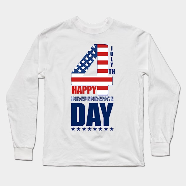 4th of July Happy Independence Day Long Sleeve T-Shirt by Creative Design